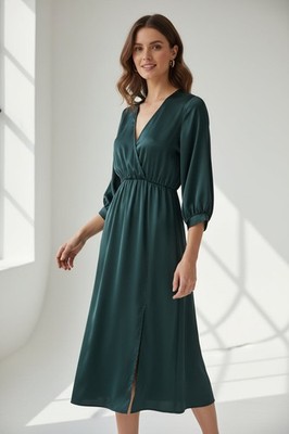 Langes grünes Damen Kleid - fließend & elegant - Boho Chic Style Größe S