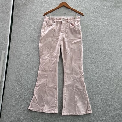 American Eagle Outfitters Women Jeans 8 SHORT Pink Twill Flared 27'' Inseam