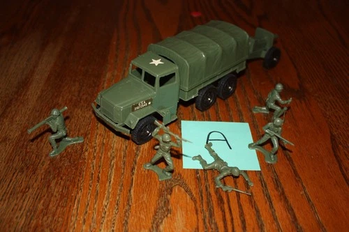 Vintage Timmee Army 2.5-Ton Truck, Matching Cannon, and 5 Soldiers A - Marx, MPC