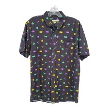 Tipsy Elves Masquerade Men's Medium Black Button Up Short Sleeve Shirt