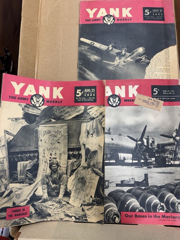 3 Vintage WWII YANK The Army Weekly Magazines 1944-1945 B-29 Marianas WWII