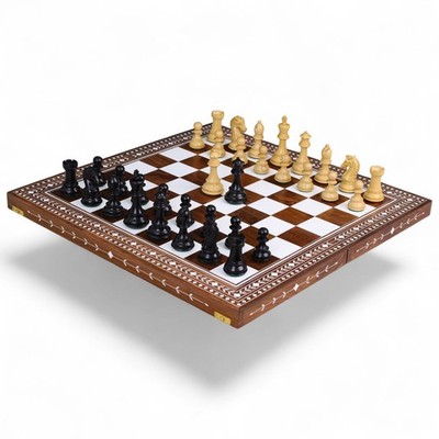 3.9'' Craftsman Staunton Chess Set Inlaid Wooden Folding Chess board - 55mm Squar