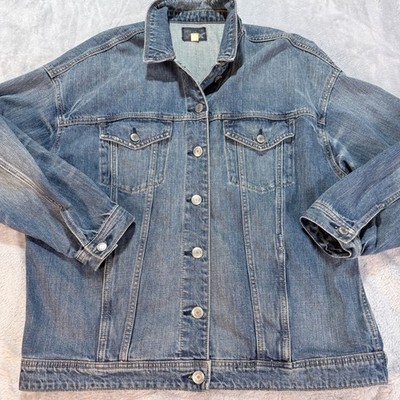 American Eagle Outfitters Denim Jacket Blue XL Classic Trucker Style Y2K