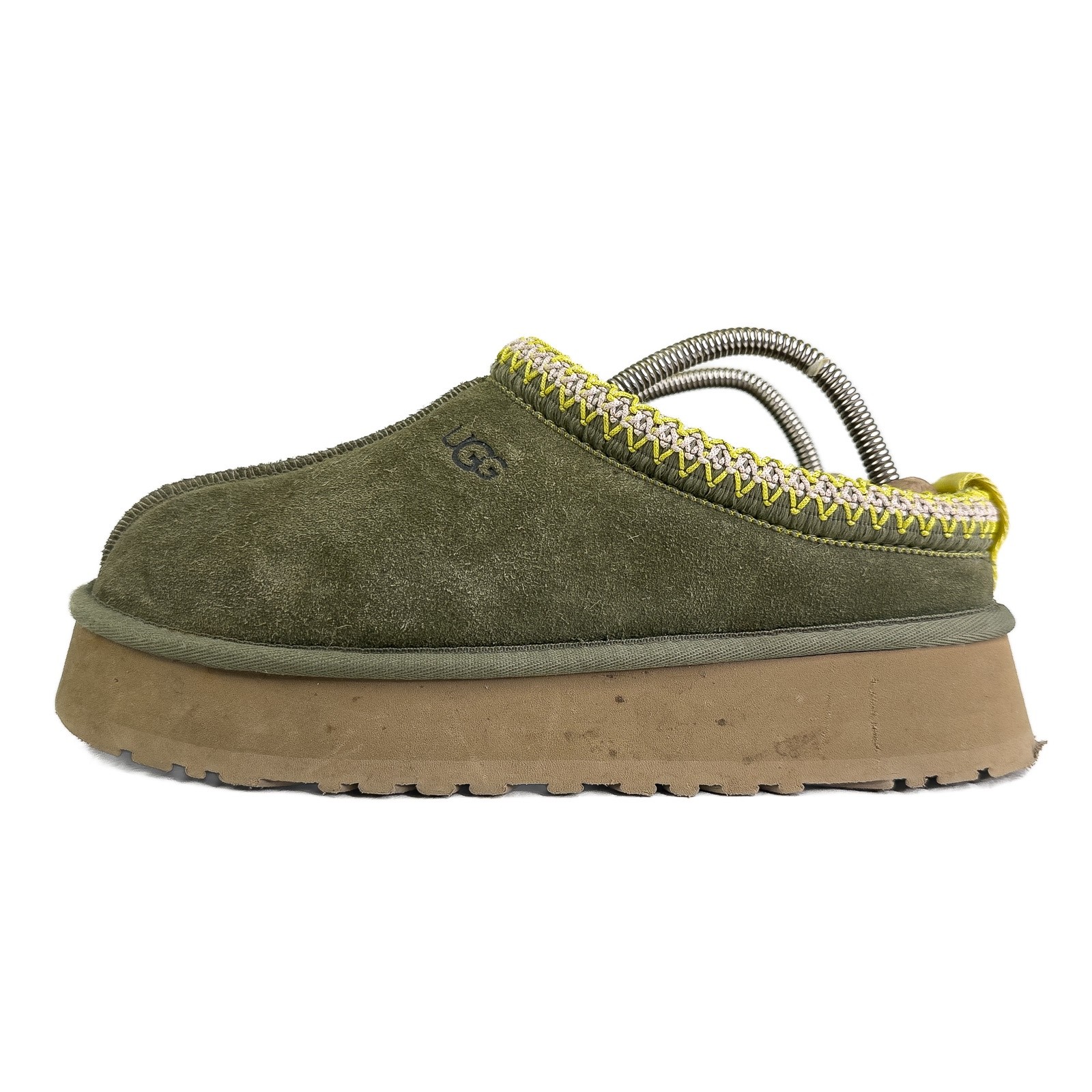 UGG Women's Tazz shearling Platform Slippers Size 9 Burnt Olive green RARE image 3