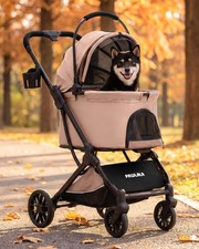 Pet Stroller with Detachable Carrier for Small Medium Dogs Cats, Smooth C...