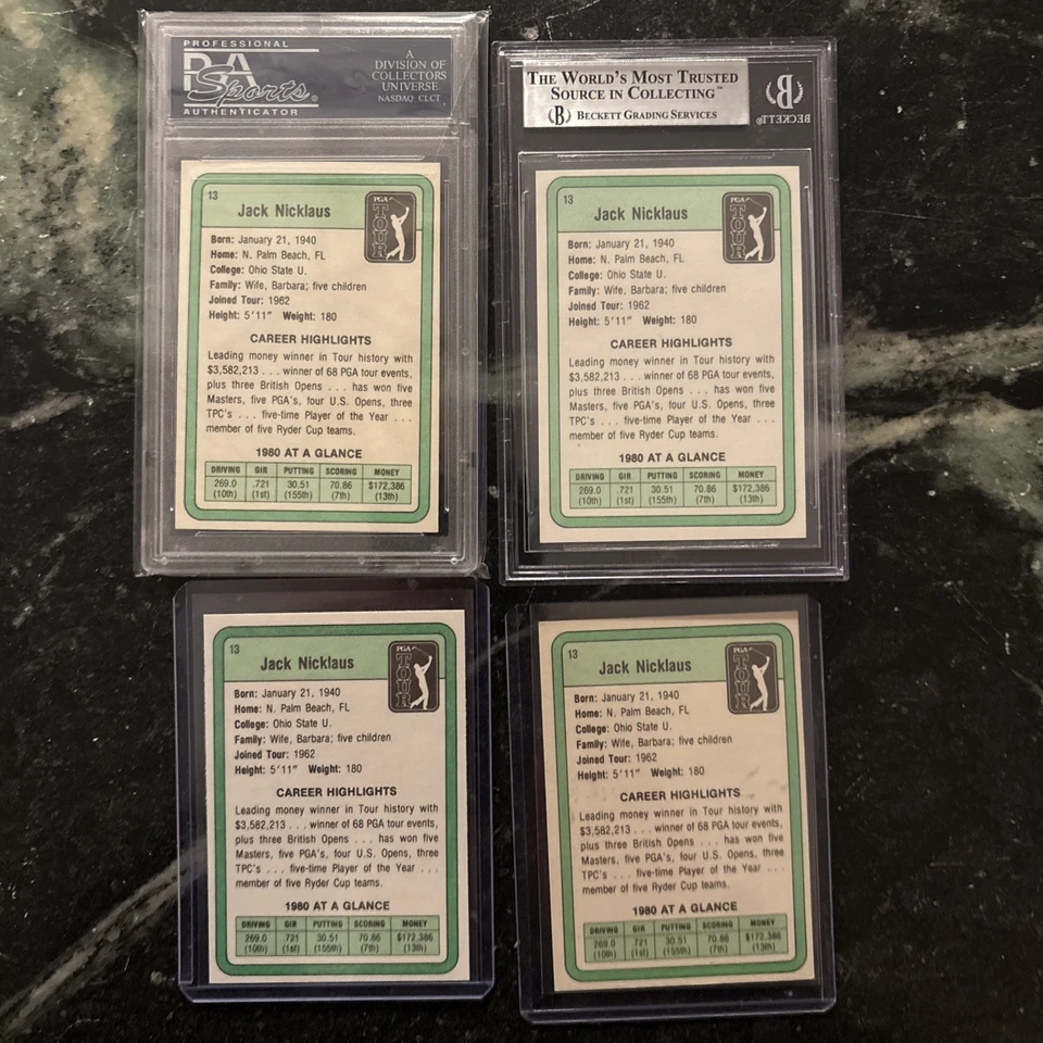 Lote de tarjetas de novato Jack Nicklaus 1981 Donruss Foto 2 de 4