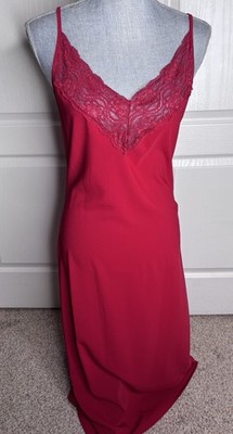 Vtg Petra Fashions Nightgown Sexy Red with Lace Size S Spaghetti Straps