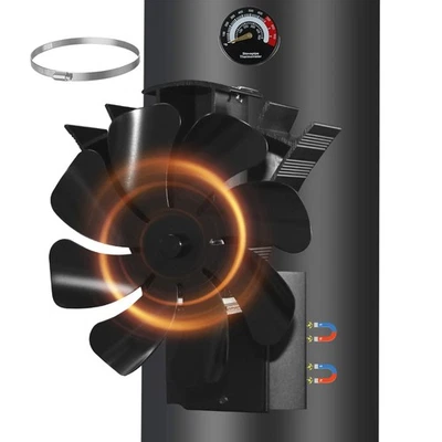 TOMERSUN 8 Blättern Kaminventilator Magnetisch Ofenventilator Ohne Strom