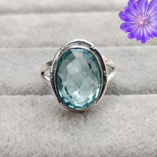 Blue Topaz Gemstone 925 Sterling Silver Ring Handmade Jewelry Ring Gift For