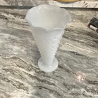 Vintage Anchor Hocking White Milk Glass Hobnail Footed Trumpet Vase