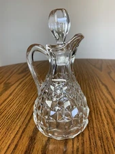 Vintage FOSTORIA Glass AMERICAN Pattern Vinegar-Oil Cruet 6.5" Tall #36