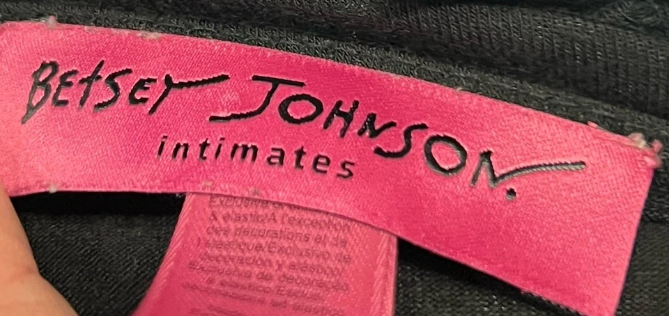 Betsy Johnson Intimates Black Lace Pink Detail Babydoll Negligee Teddy Small - Image 3 of 4