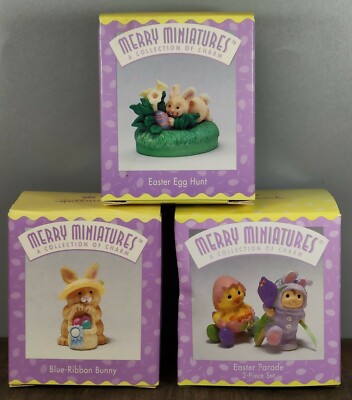 Hallmark Merry Miniatures Easter- Egg Hunt, Blue Ribbon Bunny, Easter Parade