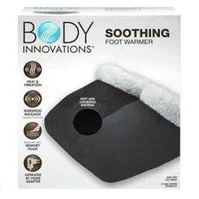 Body Innovations Soothing Foot Warmer With Vibration Massage Memory Foam Black