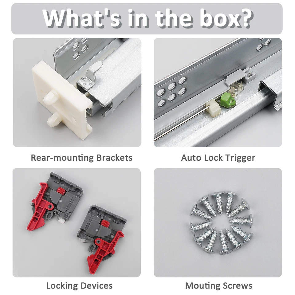 Corrediças de gaveta de montagem traseira automacias embaixo/inferior 18 polegadas/21 polegadas - Imagem 3 de 4
