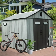 Domi 8'X10' Outdoor Resin Storage Shed,Plastic Garden Shed w/Lockable Door