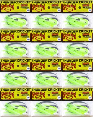 (12) Strike King 5/8 Oz Thunder Cricket Bladed Jigs Chartreuse Blue Glimmer New
