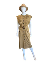 Carolina Herrera Sandstone Belted Shirt Dress Size 6