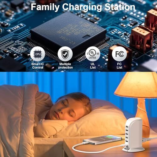 Charging Station for Multiple Devices , Multi USB Tower Hub charger block white - Picture 5 of 8