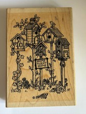 Stampin Up Rubber Wood Mount Stamp - Home Tweet Home Birdhouses