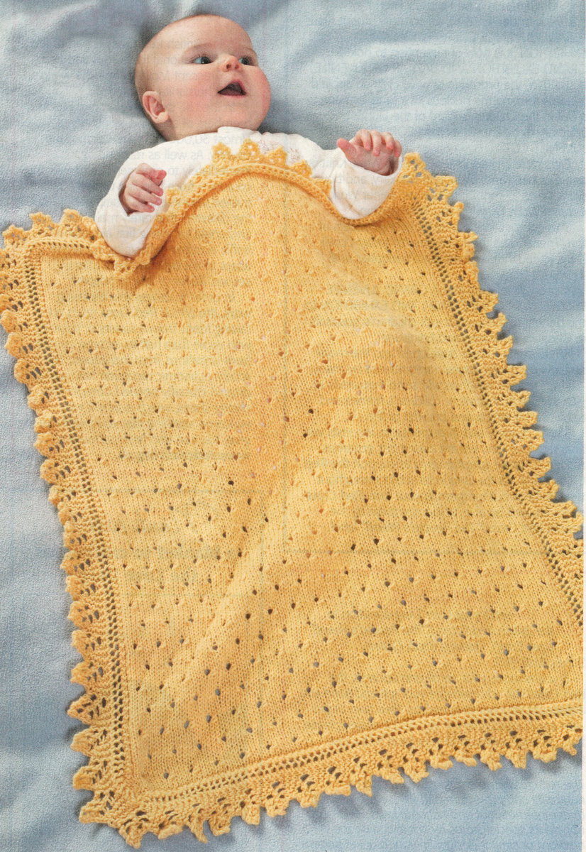 Pretty Eyelet Baby Blanket DK 61cm x 76cm Knitting Pattern eBay