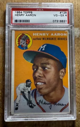 1954 Topps #128 Hank Aaron RC...PSA 4 VG-EX...All-Time Braves Legendary HOF Icon