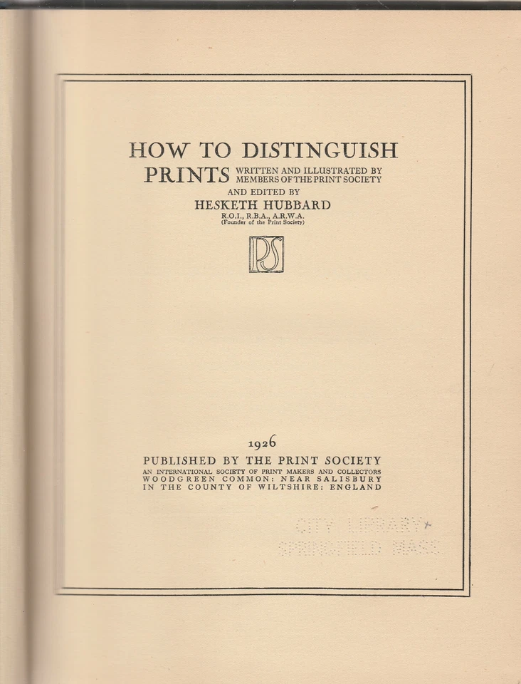 HOW TO DISTINGUISH PRINTS BY HESKITH HUBBARD, 1ST ED, 1926, ILLUSTATED - Image 2 of 2