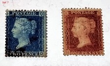 QV 2 Penny blue and 1p red