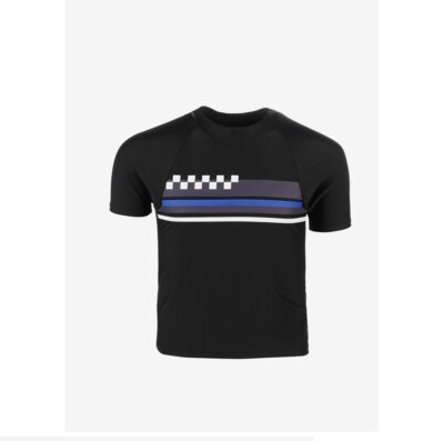 Ideology Toddler Boys 4T Noir Black Chest Stripe Rash Guard Swim Top NWT