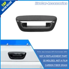Black Carbon Fiber Tailgate Trunk Door Handle Cover Trim For Jeep Compass 2017+