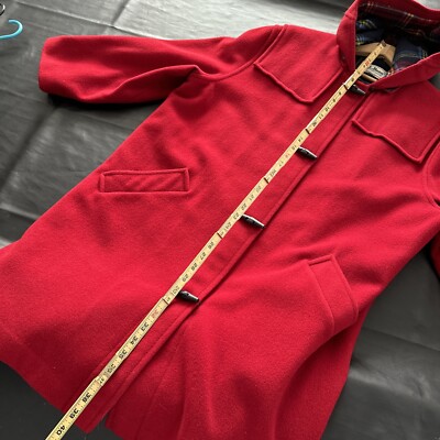 Vintage LL Bean Women's M or L Peacoat Made in USA Red Wool Toggle