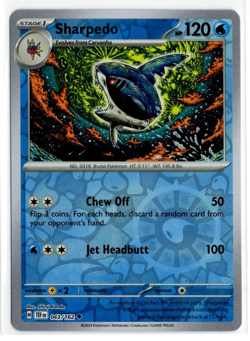 Pokemon Temporal Forces Reverse Holo 043/162 Sharpedo