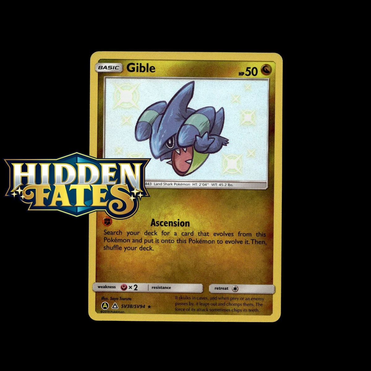 shiny gible pokemon card Gible Holo Shiny Vault Hidden Fates SV38/SV94, NM Pokemon Card