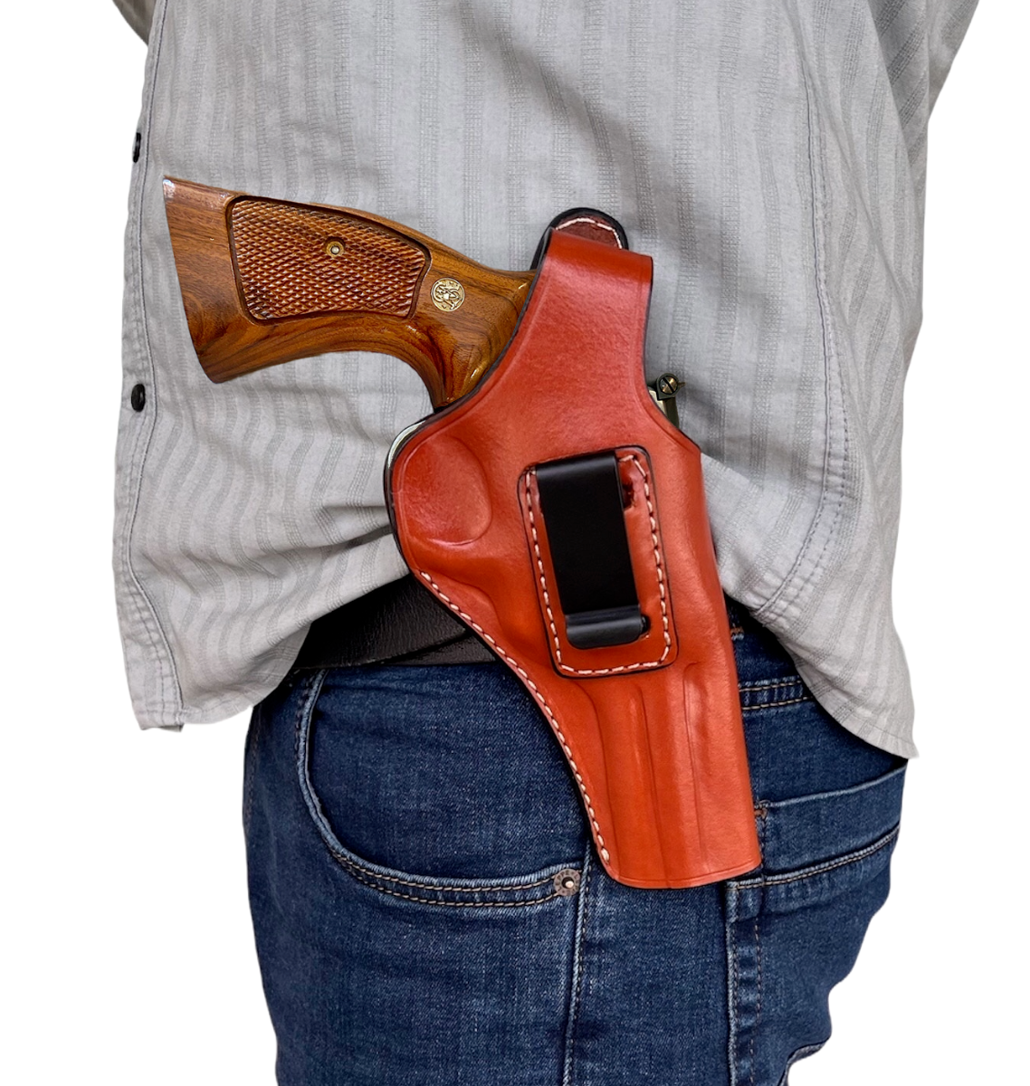 Leather Belt Holster Fits Taurus 856 Defender, Taurus Model 605, OWB/IWB