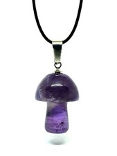 Mushroom Necklace Amethyst Pendant Crystal Natural Gemstone Spiritual Corded