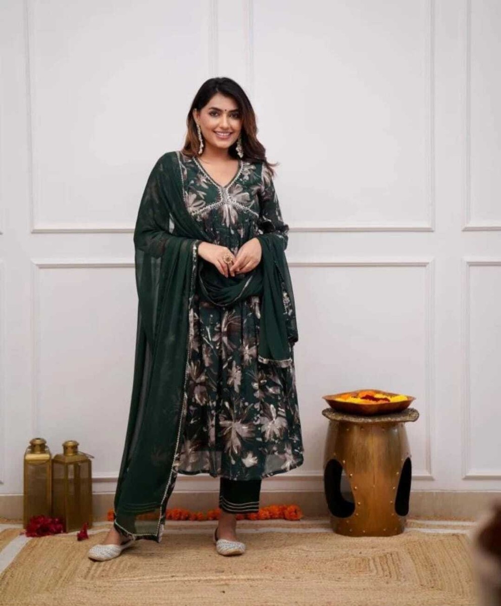 Aliya Cut Kurta Palazzo With Dupatta Set Women Fully Stitched