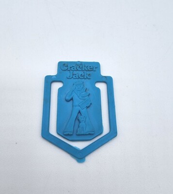 Vintage 1980s CRACKER JACK Boy Blue Bookmark Paperclip Prize Toy 2