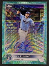 2022 Topps Chrome #CVA-MZ Mike Zunino Veteran Autograph Aqua Wave Refractor /199
