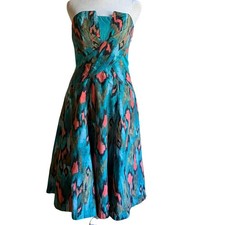 GIRLS FROM SAVOY | Anthropologie Painted Ikat Retro Strapless Midi Dress Size 6