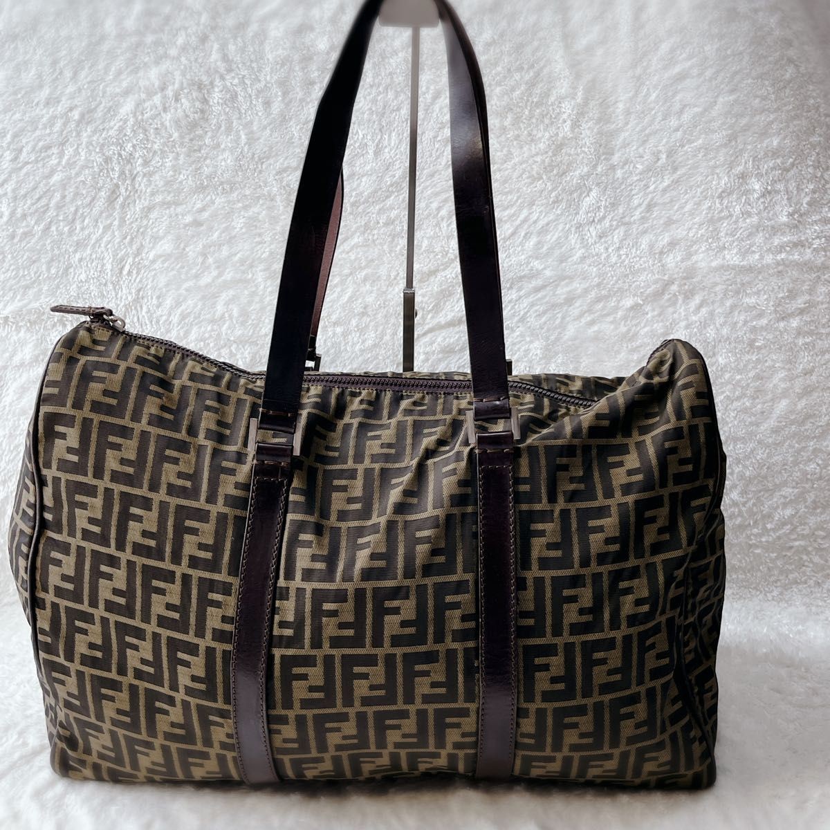 Vintage FENDI Boston Zucca travel bag rare large capacity tote