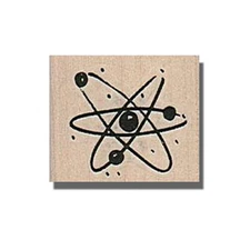 Mounted Rubber Stamp, Retro Atomic Rings Design MCM Art Media Collage 50s Vtg sm