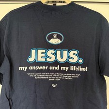 NWT VTG Jesus Final Answer Are You Ready Blue T-Shirt 1999 Medium 90s Christian