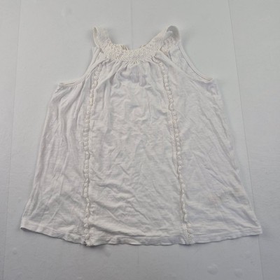 FAT FACE Top 8 White Women's Cotton Blend Crochet Tank Sleeveless