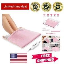 Heating Pad for Full Body Relief - 10ft Cord, Stylish & Functional Pink Flannel