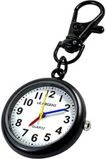 Pocket Watch Keychain Japanese Quartz Movement Japanese Battery LE ARGENT Black