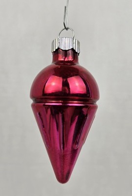 Vintage Red Shiny Brite Parachute Glass Christmas Ornament
