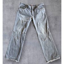 Vintage Roberto Cavalli Black Distressed Denim Jeans Leather 1990s Y2K RARE