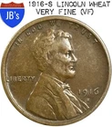 1916-S Lincoln Wheat Cent Penny 1c - VERY FINE (VF)
