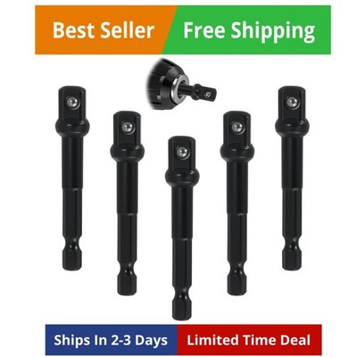 5 Pcs 1/4 to 3/8 Impact Drive Socket Adapter, Black Quick Change hex shank...