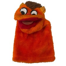 Vintage Daekor Designs Orange Monster Hand Puppet 1970s Plush Furry USA 10”